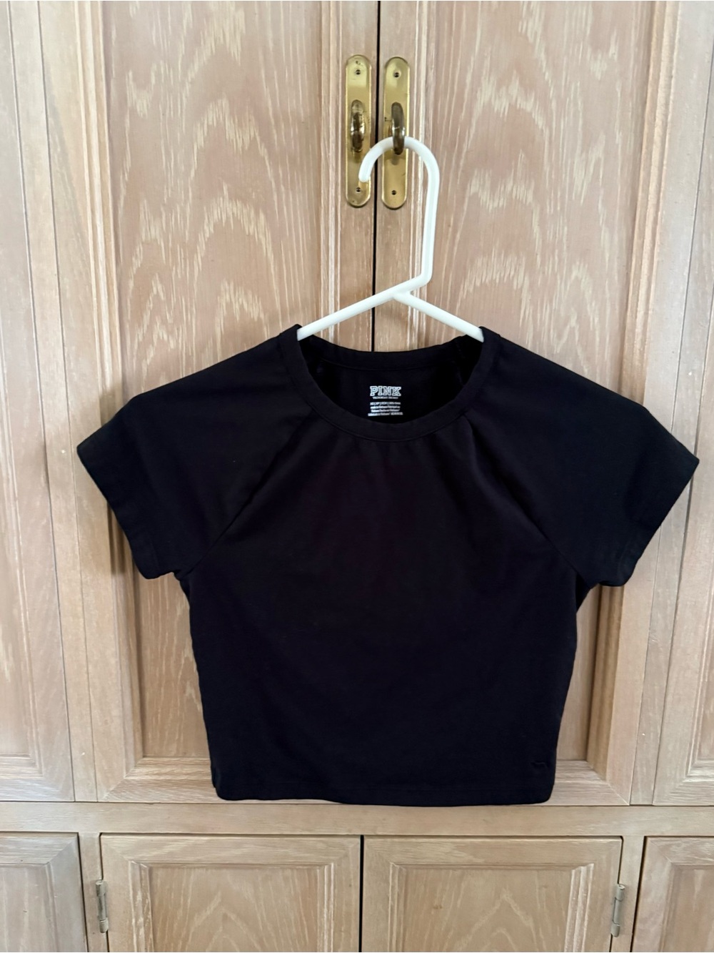 PINK Victoria's Secret Black Short Sleeve Crop Tee